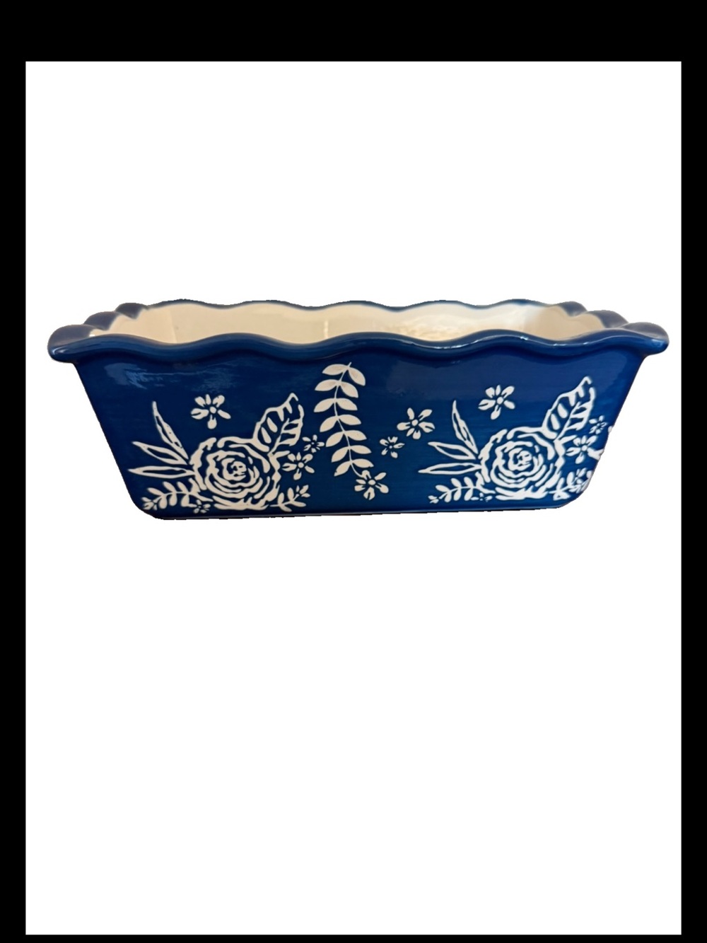 Kingsbull Home Blue White Floral Ceramic Loaf Pan Cottagecore Farmhouse Decor